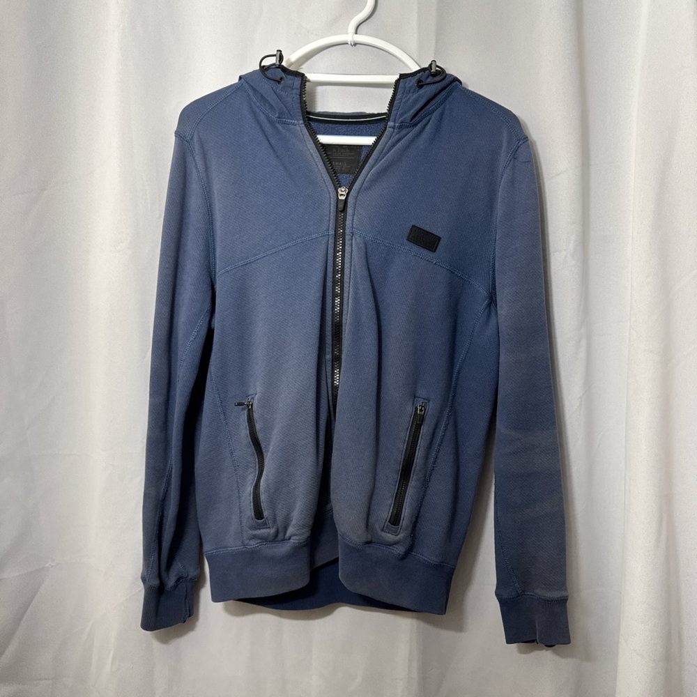Abercrombie & Fitch Hoodie Jacket Mens Navy blue Small Waterproof Hood Full Zip